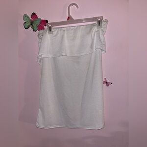 White Ruffled Strapless shirt/dress